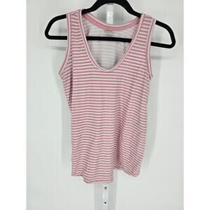 ZENista Women's Pink & White Striped Scoop-Neck Pajama Tank Top Size M